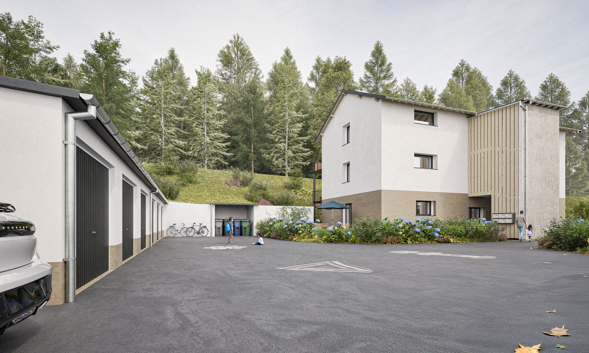 Cour, garages et accès